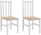 HOMCOM Juego de 2 Sillas de Comedor Silla de Cocina con Respaldo de Listones Marco de Madera de Pino para Sala de Estar y Comedor Carga 120 kg 38,5x47,5x99 cm Blanco y Natural