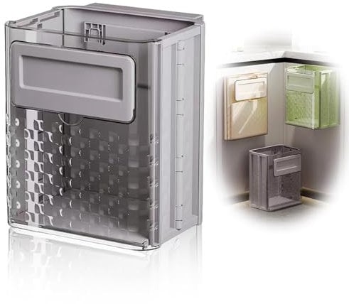 SANQANDON Cubo de basura plegable para colgar, cubo de basura plegable para cocina, armario, coche, dormitorio, baño, pequeño cubo de basura de plástico plegable (gris)