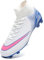 Unitysow Scarpe da Calcio Uomo all'aperto High Top Spikes Tacchetti Professionale Scarpe da Allenamento Leggero Antiscivolo Scarpe da Calcetto,T2462 Bianco,40 EU