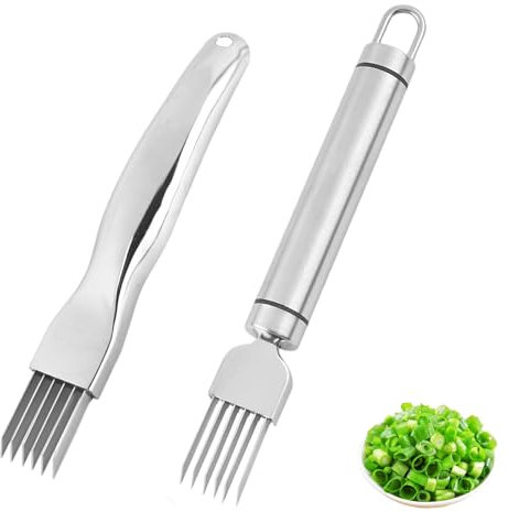 ZIGefofo 2 Stück Shred Silk The Knife Edelstahl Scallion Slicer Shred Silk Messer Spring Onion Slicer Zerkleinerung Cutter Shredder Messer Haushalt Multifunktionale Food Slicer Gadget