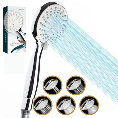 Japanese Nano Bubble Shower Head,2024 Upgrade Nano Bubble Generator,65% Water-Saving,5 Modes,Deep Cleansing for Sensitive Skin,Children,and Pets.Anti-Clog Silicone,Made in Japan,Premium ABS (sv)