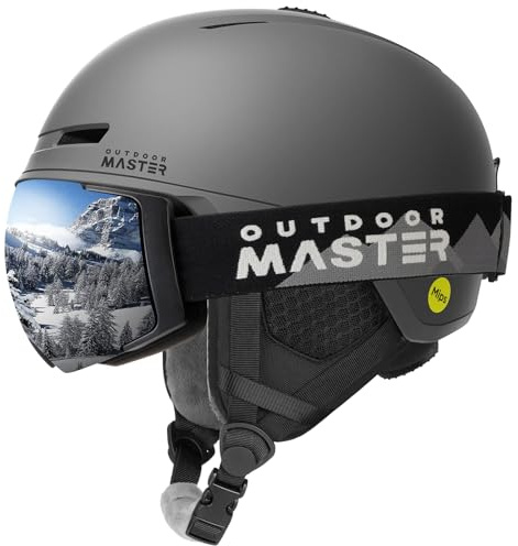 OutdoorMaster MIPS Skihelm und Skibrille PRO Set - Verstellbarer Snowboardhelm und Schneebrille Set - Schneesporthelme für Männer, Frauen und Junioren