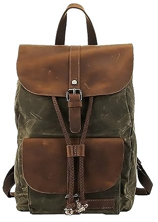 TQVLNMCR Großzügiger Vintage-Tagesrucksack aus Segeltuch for Herren und Damen, wasserabweisender, Leichter Laptop-Rucksack for Wandern, Camping, Reisetasche(C)