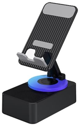 Wireless Bluetooth Speaker with Phone Stand, HD Surround Sound Bluetooth Speaker with Adjustable Phone Holder for Desk (black)