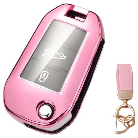 NEUHOO für Opel Corsa F 2019-2024 2025 Auto Zubehör Schlüsselhülle und Schlüsselanhänger, Schlüsselgehäuse Silikon Schlüsselkarte Hülle (Rosa)