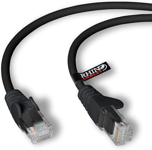 rhinocables CAT 6 High-Speed Gigabit Ethernet Cable - Patch Network Lead for LAN| Snagless UTP With LSZH Jacket | RJ45 Connector - Internet, Router, Modem, Smart TV, PC & More (40m, Black, Pack of 50)
