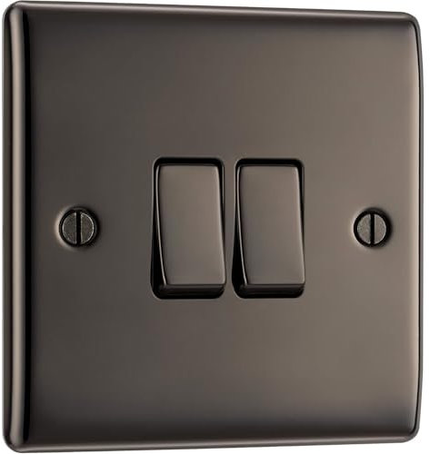 AMK® BG Nexus Metal Black Nickel 10AX Plate 2 Gang Double Light Switch With Included Mountings