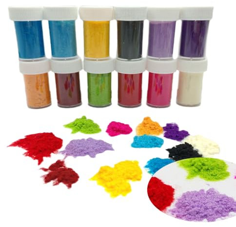 12Colors Flocking Velvet Powder for Candy Manicure, DIY Nail Art, Craft Glitter, Christmas Decorations & Festive Crafts (Fuzzy Nylon Villus Fiber)