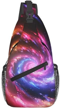 Loppott Space Spiral Cosmic Energy Print Cross Chest Bag Diagonal, verstellbarer Sling Rucksack, Reisen, Wandern, Sport, Geldbörse, Schwarz, Einheitsgröße, Schwarz, Einheitsgröße