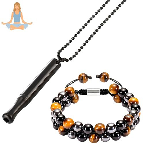 YANJIY - Collier et Bracelet Anti-Anxiété Réglable pour Exercices de Respiration, Sans Fumée, Cadeau Spirituel Pour Femmes et Hommes