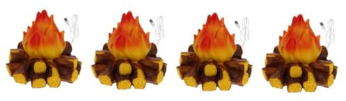 MAGICLULU 4 Pièces Flamme De Charbon De Bois Lumière Ambiante Fausse Flamme Lampe De Table Camping Veilleuse Simulation De Flamme Bande LED Faux Feu Veilleuse LED Lumière Faux Feu De Camp
