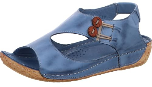 Gemini Damen Sandale Lederschuhe mit Elastikeinsatz 336069-02, Größe:37 EU, Farbe:Blau