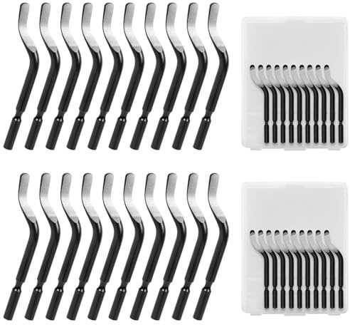 flintronic Entgrater Werkzeug Universal, 20 Stück Ersatzklingen, ohne Metallgriff, Metallgriff Klingen, 360° Rotierender Klinge Schneidwerkzeug für 3D Drucker, Kunststoff, Aluminium