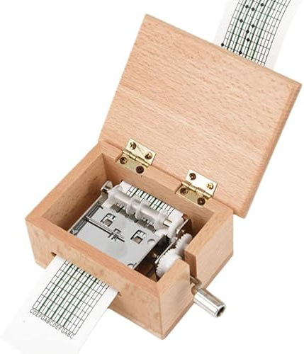 Spieluhr-Set aus Holz, handbetrieben, mit Stanzwerkzeug und leeren Papierstreifen für kreatives Basteln
