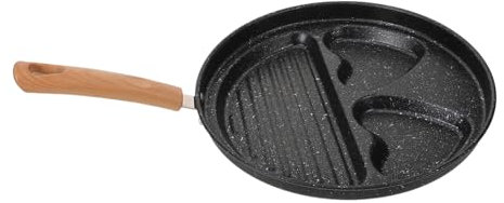 HOMSFOU Burner Frying Pan Non-Stick Cooker Multi-Function Pancake Pan for Four Eggs Burgers Compact Kitchen Tool Comfortable Handle for and Cleaning