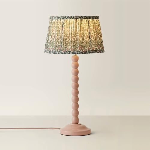 ValueLights | Bobbin Pastel Pink Table Lamp with Floral Pleated Shade | Table Lamps & Home Improvements Essential