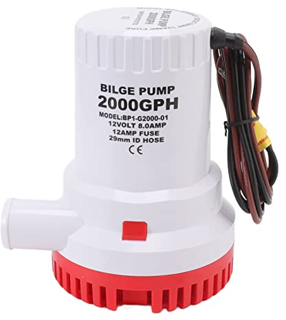 Yosoo Health Gear Bilge Bomba, 12V 24V 2000 GPH Sumersible DC Bomba de Drenaje para RV Marino de Botes, Drenaje de Aguas Residuales de la Piscina de Estanques (12V)