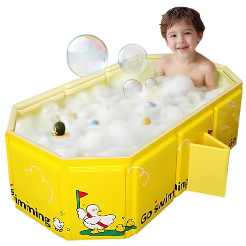 Babywanne, Faltbare Badewanne, Große Kleinkind Badewanne, Tragbare mit Ablassschraube von Kindern im Alter von 0–8 Jahren, Yellow