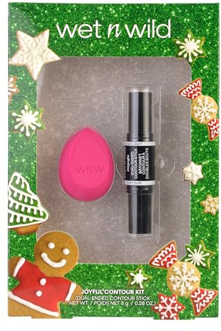 Wet n Wild Joyful Contour Kit, Geschenkset mit 2-in-1 Konturen- & Highlighter-Stift und Make-up-Schwamm