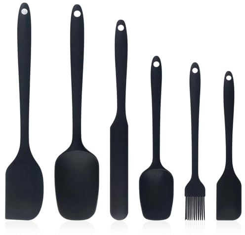 6PCS Silicone Spatula Set,Silicone Brush and Spatula Set – 7in Silicone Baking Utensil Set, Heat Resistant Silicone Utensils for Cooking & Baking, Silicone Kitchen Utensils Set with Cake Scraper, Jar