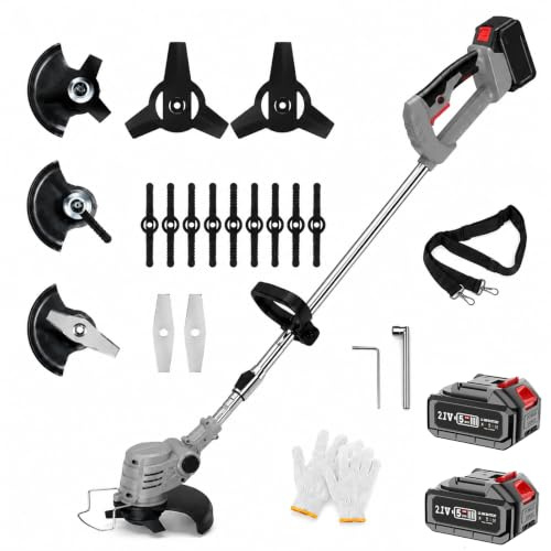 Rasentrimmer mit Akku, 21V Akku Rasentrimmer für Makita Akku | 3-In-1 Akku Freischneider, 2 x 2.0Ah Akkus, Elektro-Trimmer Garten Rasen Unkraut Trimmer für Garten, Hof