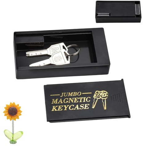 Escondite para llaves al aire libre, caja magnética para debajo del coche, caja fuerte magnética para llaves de coche, color negro
