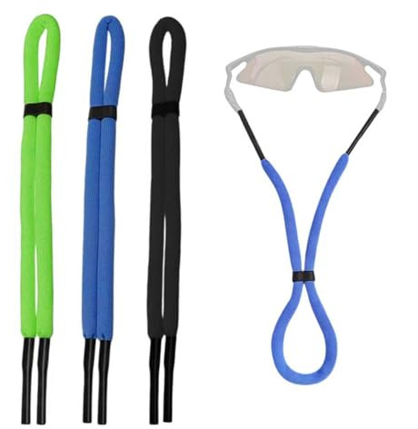 Zerquell 3 Piezas Correa Flotante para Gafas, Cordones para Gafas Deportivas Ajustables, Eyeglass Lanyard para Natación, Acuáticos, Surf, Canotaje y Kayak, para Mujeres y Hombres (3 Colores)