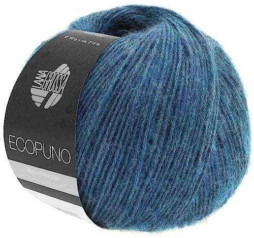 LANA GROSSA Ecopuno | Edle Netzgarnstruktur aus Baumwolle gefüllt mit Merino/Alpaka | Handstrickgarn aus 17% Schurwolle & 11% Alpaka Wolle | 50g Wolle zum Stricken & Häkeln | 215m Garn FB 11