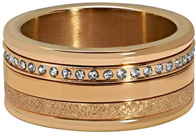Quiges Rosegold Edelstahl Zirkonia Mehrfarbig Stapelring Kombinationsring Set mit 3 Füllringe und 1 Basisring 19mm (59)