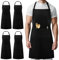 Syntus Verstellbare Latzschürze, wasserabweisend, mit 2 Taschen, Kochen, Küchenschürzen für Damen, Herren, Koch, Schwarz, 4 Stück