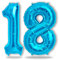 FUNXGO Folien-Ballon 18, Helium-Ballon, Luftballon-Zahl, nachfüllbare Riesen-Ballonzahl, Party-Deko zum 18. Geburtstag, Volljährigkeit, blau
