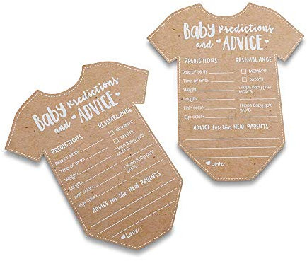 Kate Aspen Baby Vorhersagekarten für Babyparty/Ratschläge/Babyparty Dekorationen (Set mit 50 Stück), Einheitsgröße, Kraftpapier, weiß, 28440NA