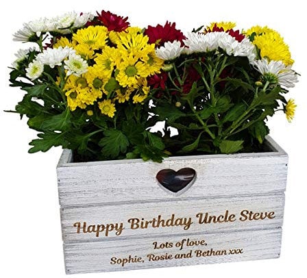 Hoolaroo Personalised Planter Wooden Plant Pot Birthday Flower Gift Engraved for Nanny Mum Gran Nan Nana Special Gardening Present 60th 70th 22cm