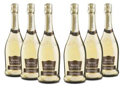 Sant'Orsola Spumante Cuvee Blanc de Blanc Brut Prestige Sec Vin Petillant Italien Set de 6 Bouteilles x 75 cl 4.5 L 1 Unité (l'emballage peut varier)