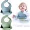 Moonkie Silikon Lätzchen Baby 2er-Set, BPA-frei Abwaschbar Baby Lätzchen Wasserdicht Weich Langlebig Verstellbare Silikon Lätzchen für Babys und Kleinkinder (Ether/Sage)