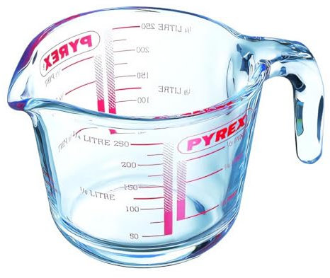 Pyrex - Caraffa graduata classica in vetro ad alta resistenza al calore, 0,25 litri, trasparente (confezione da 2)