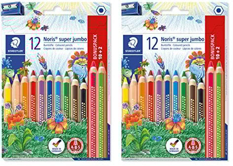 STAEDTLER Buntstift Noris super jumbo, Set mit 12 brillanten Farben und einem Spitzer (2)