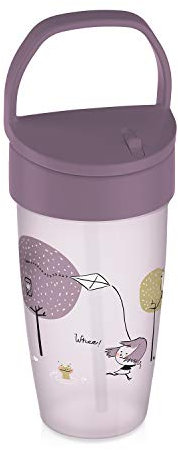 LOVI Auslaufsicherer Trinkbecher mit weichem Silikon-Strohhalm für Kinder, 14+ Monate, Drehdeckel mit weichem Strohhalm, auslaufsicher, BPA-frei, 350 ml, Violett