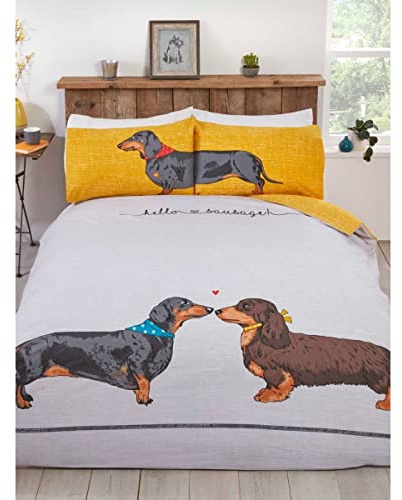 Rapport Home Rapport Hello Sausage Dog Bettwäsche-Set für Einzelbett, Mehrfarbig, Polycotton
