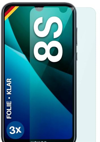 moex für Honor 8S Schutzfolie Displayschutz Folie Ultra-klar HD 0,2 mm kompatibel mit jeder Hülle, Anbringen ohne Blasen, Handyfolie Extra Kratzfest, FlexProtect 3 Stück