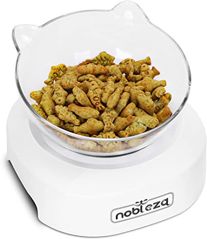 Nobleza Cat Bowl with Stand Raised Cat Bowl 0&15° Tilted Cat Bowl Cat Food and Water Bowl Cat Feeding Bowl Elevated Cat Bowl Transparent Plastic Cat Bowls for Kittens Pet Water Bowl for Puppies