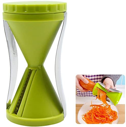 Spiralschneider Hand Gemüsehobel Gemüsespaghetti Gemüseschneider - Edelstahl Schäler für Gemüsenudeln, Karotte, Gurke, Kartoffel, Kürbis, Zucchini, Spargelschäler, Grün,1 Stück