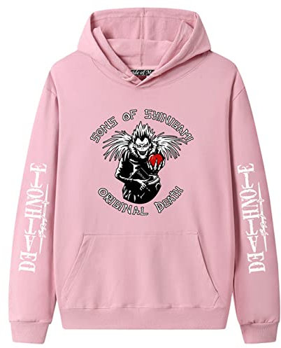 Death Note Hoodie Sweatshirts Japanischer Anime Death Note Ryuk Cosplay Kostüm Kordelzug Pullover Kapuzen-Sweatshirt mit Tasche für Damen Herren