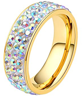 Epinki Ehering Herren 7MM, Gold Pärchenringe Herrenringe Brilliant mit Zirkonia Bunt Edelstahl Ringe für Mann, Gr.60 (19.1)