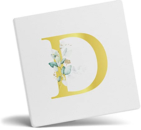 Tazza personalizzata con lettera D floreale iniziale, regalo personalizzato, lettera stampata effetto oro, non metallica, tazza da caffè in ceramica per uomini o donne, tazza extra grande e gigante,