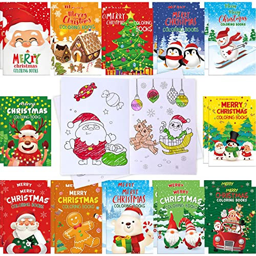 Faccito 48 Libros de Colorear de Navidad para Niños Recuerdos de Fiesta Navideños Mini Libros de Actividad de Vacación de Invierno Rellenos de Bolsas de Calcetín Suministros Regalos para Escolar Aula