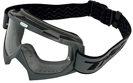 TWO-X Cross-Brille - Roll Off - MX Brille - Motocross-Brille mit Klarglas - Kratzfeste Motorrad-Brille - Enduro & Downhill - Modell Race - grau