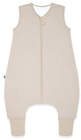 emma & noah Baby Schlafsack mit Füßen 1.0 TOG, Ganzjahres Schlafsack mit Beinen für den Frühling, Sommer und Herbst, 100% Bio-Baumwolle, Oeko-TEX Zertifiziert (Essential Beige, 70 cm)