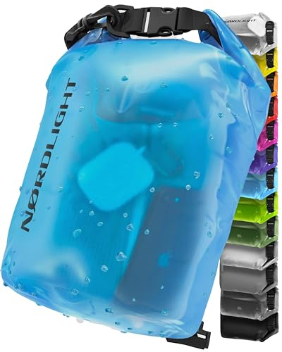 Nordlight Dry Bag 2L Wasserdichter Beutel - (Blau) Wasserdichter Packsack Mit Roll Top Verschluss Und Schultergurt | Schwimmen, Baden, Strand, Kanu, Stand Up Paddling, Tauchen
