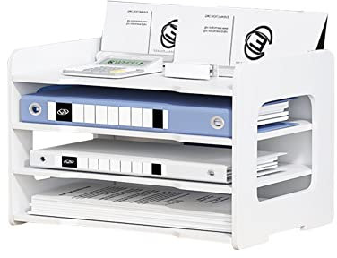 Umllpet Briefablage, 4-Tier Schreibtisch Organizer, Stapelbares Dokumentenablage, A4 Papier Aktenaufbewahrung Organizer, Briefschublade, Schreibtisch-Organizer Dokumentenhalter für Zuhause/Büro/Schule